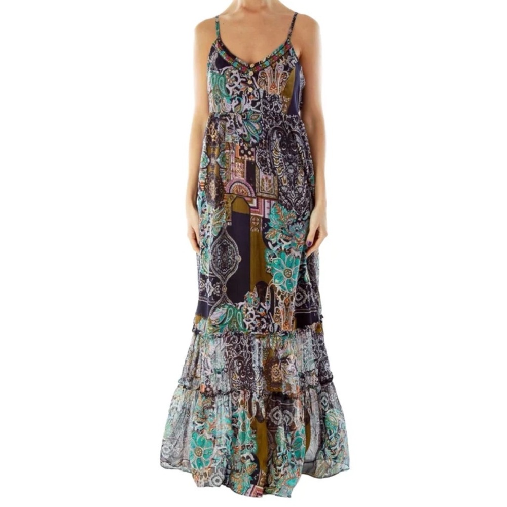 Band of Gypsies Boho Paisley Multicolored Maxi Dress size Medium